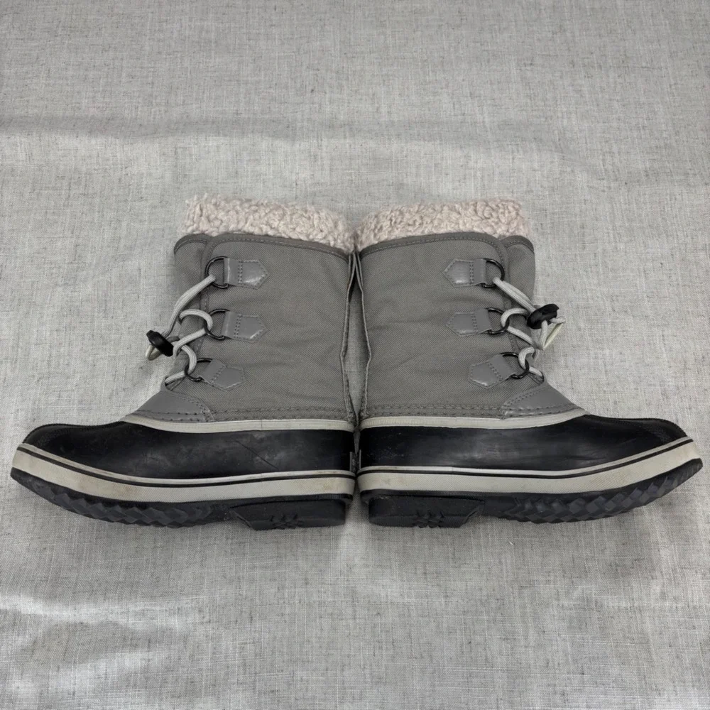 Sorel Yoot Pac Snow Boots Gray Black Nylon Waterproof Kids Size 1